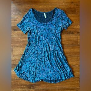 RVCA Casual Summer Dress, BLUE & PURPLE FLOWER PRINT, XL